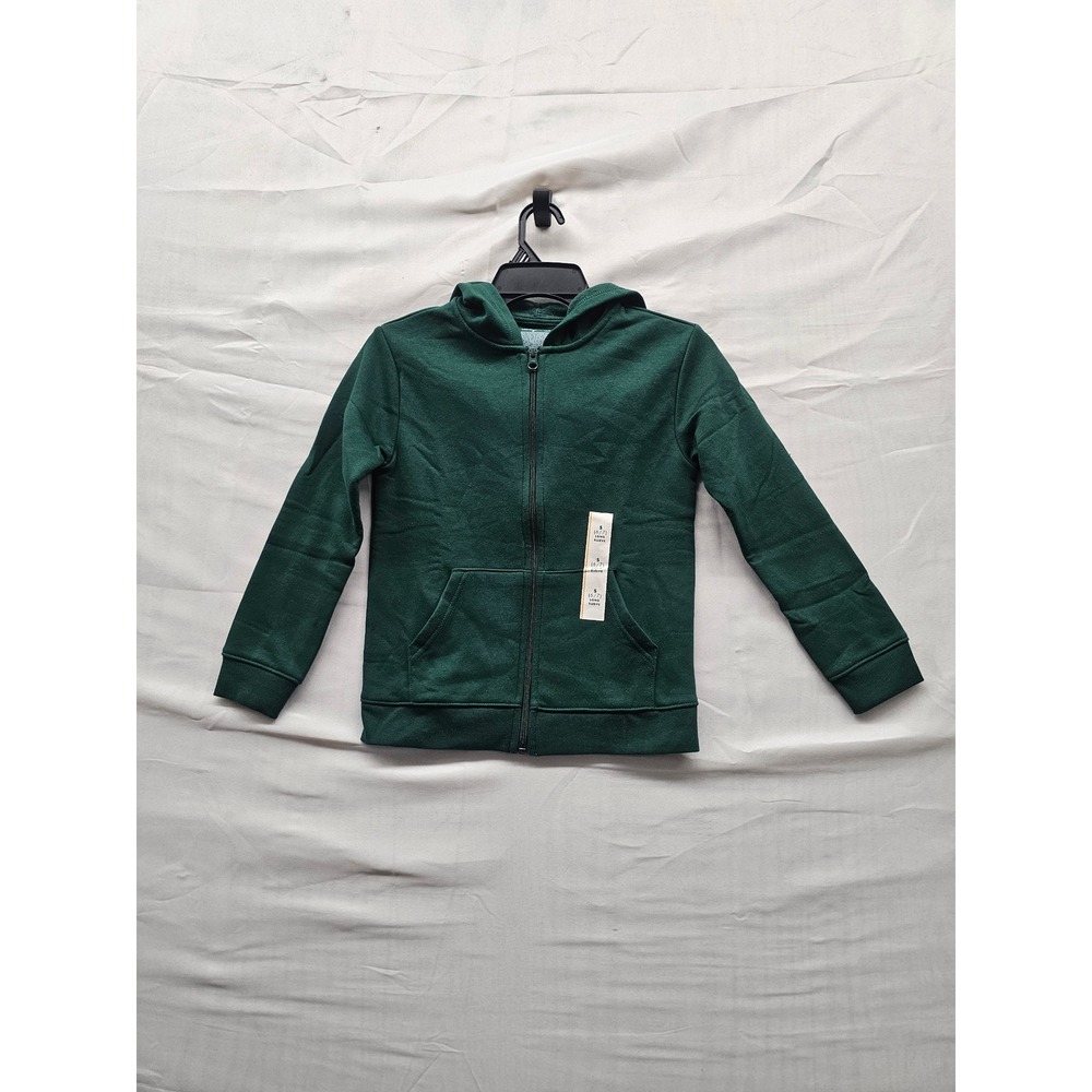 Cat & Jack Boys Zip Hoodie Green Cotton Blend Casual Size Small 6/7